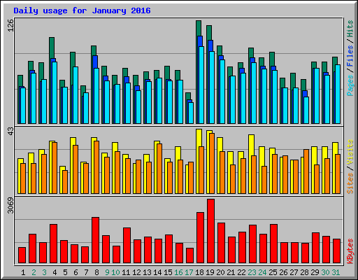 Daily usage for January 2016
