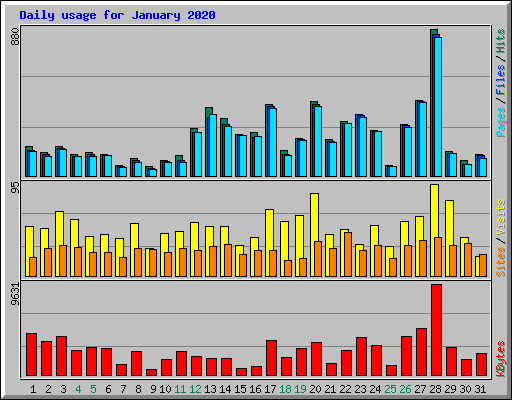 Daily usage for January 2020