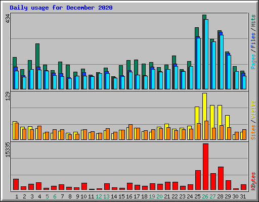 Daily usage for December 2020