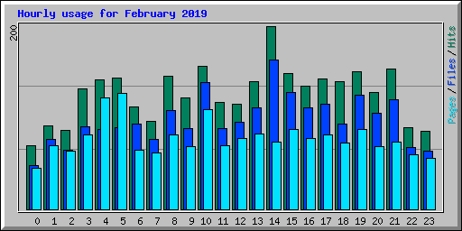 Hourly usage for February 2019