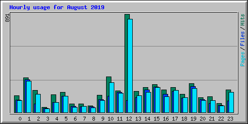 Hourly usage for August 2019
